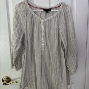Lane Bryant White and Gray Striped Tunic